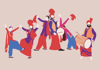 Bright Bhangra Colorful Dancer Vectors - Free vector #426455